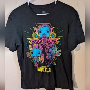 Marvel What If...? Shirt Medium Black Neon Blacklight Funko Pop Strange Starlord
